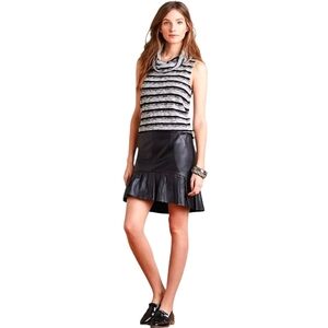 Anthropologie Dolan Charente Cowl Neck Tank Black Gray Striped Size Medium